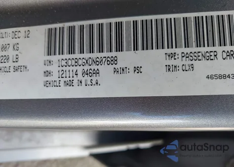 2013 Chrysler 200 Limited from USA, damaged, VIN 1C3CCBCGXDN607688